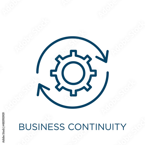 business continuity icon. Thin linear business continuity, business, continuity outline icon isolated on white background. Line vector business continuity sign, symbol for web and mobile