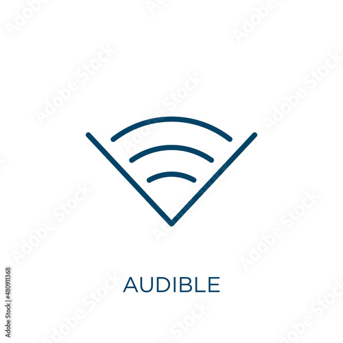 audible icon. Thin linear audible, vector, sound outline icon isolated on white background. Line vector audible sign, symbol for web and mobile