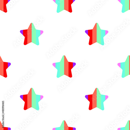 Rainbow style star seamless pattern on white background