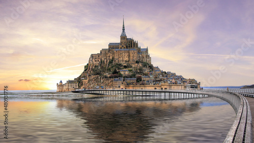 Sunset on Mont Saint Michel in France