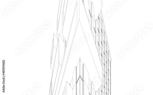 Modern architecture building vector drawing