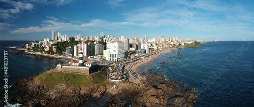 Aerial view of Farol da Barra in Salvador, Bahia, Brazil