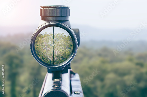 rifle target view on Natural Background.