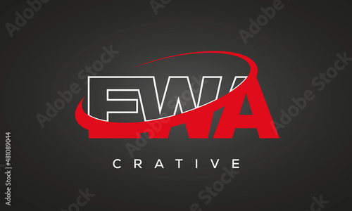 EWA creative letters logo with 360 symbol vector art template design