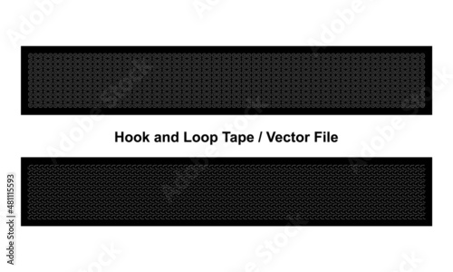 Black Hook and Loop Tape Fastener Template on White Background, Vector File.