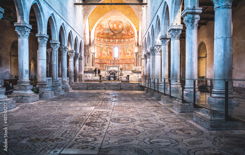 Interior of the cathedral of Aquileia, an important city of the Roman Empire and then the main center for the spread of Christianity in northern and eastern Europe, trieste, italy