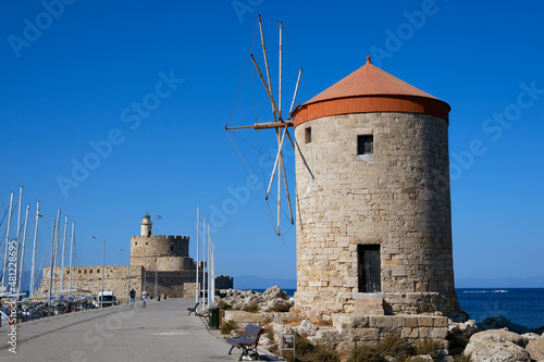 Windmill in Rhodes Mandraki harbour