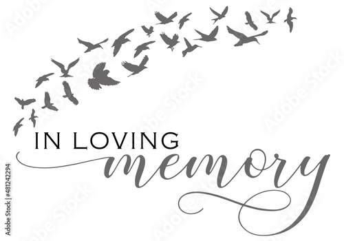 In loving memory illustration with elegant typography