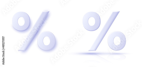 Minimal 3d percent sign. Label symbol sales discount. Percentage, discount, sale, promotion concept. Realistic design element. Vector illustration