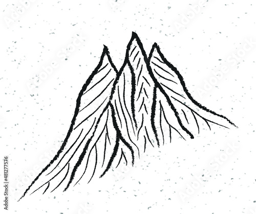 mountain landscape, vector illustration logo, black and white 