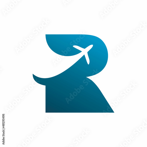 initial r letter aero plane logo design