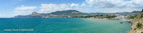 View of Sudak bay from Alchak Cape, Crimea, Russia.