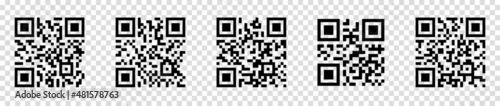Vector QR codes sample for smartphone scanning. Vector illustration isolated on transparent background