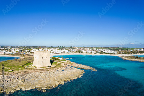 Vista aerea di porto cesareo, lecce, puglia