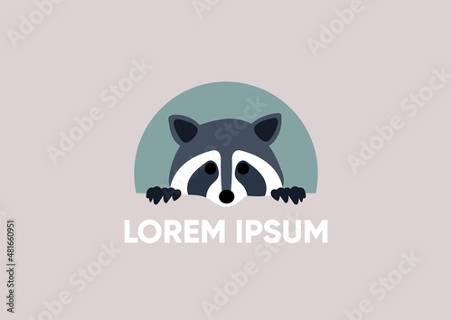 A raccoon logo with a text place holder, a label template
