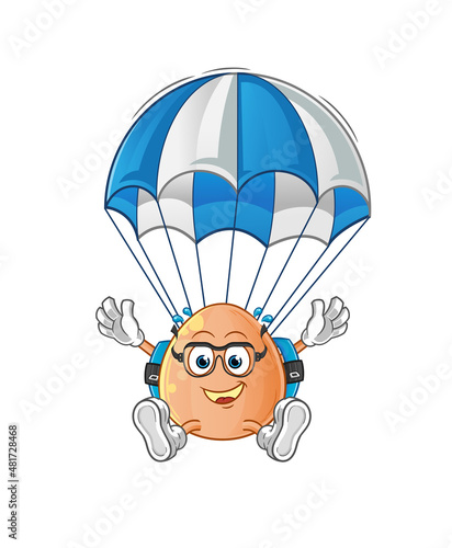 egg skydiving character. cartoon mascot vector