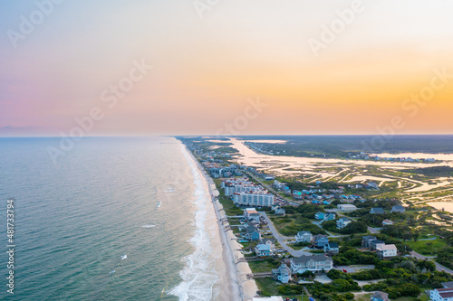 Aerial View of North Topsail Beach looking South