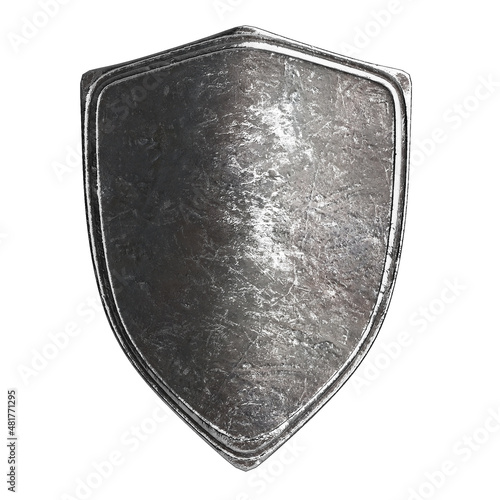 Metal medieval shield isolated on white background 3d illustration