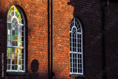Kirka rose window detail of Masthugg lutheran protestant church in Goteborg, Gothenburg, Sweden