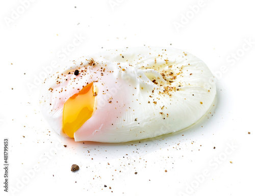 Poached egg isolated on white background