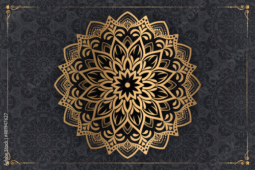 Ornamental luxury mandala pattern background with royal golden arabesque pattern Arabic Islamic east style. Traditional Turkish, Indian motifs. Great for fabric and textile, wallpaper, packaging etc.