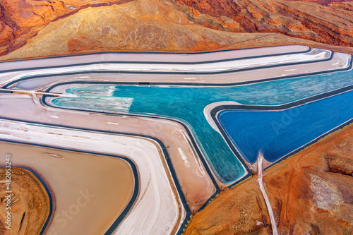 Colorful potash settling ponds in the Utah desert