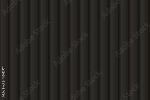 Black vertical plastic, metal or wooden seamless siding texture. Pattern of building cladding. Abstract vector pattern with texture. Horizontal wall decor for warehouse facade. Vinyl floor backhround