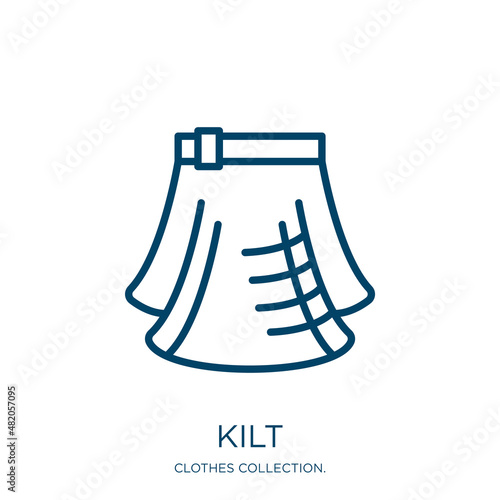 kilt icon from clothes collection. Thin linear kilt, vector, scottish outline icon isolated on white background. Line vector kilt sign, symbol for web and mobile