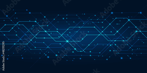 Technology background.Circuit board with the light dark blue.