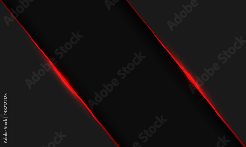 Abstract black red line light banner slash on grey design modern futuristic background vector