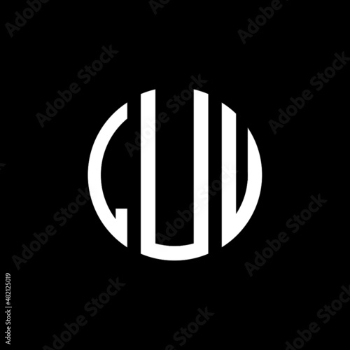 LUV letter logo design. LUV modern letter logo with black background. LUV creative letter logo. simple and modern letter LUV logo template, LUV circle letter logo design with circle shape. LUV 