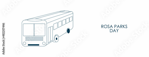 Illustration of Bus in a single line in isometric view for Rosa Parks Day 4th February.