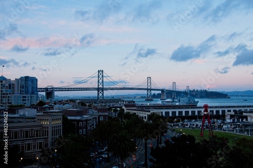 Sunset Cityscape of San Francisco Bay and Yerba Buena Island