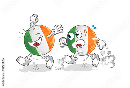 irish flag play chase cartoon. cartoon mascot vector