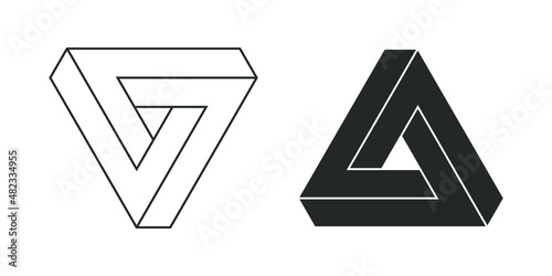 Triangle Penrose icon. Optical illusion symbol. Triangle linear design. Vector illustration