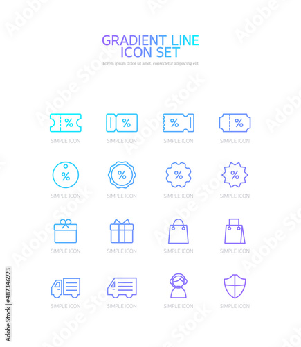 Gradient Simple Line Vector Icon. 
