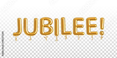 Vector realistic isolated golden balloon text of Jubilee on the transparent background.