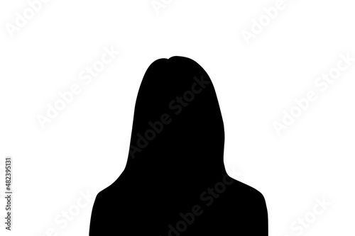 Isolated silhouette of a young anonymous girl on a white background