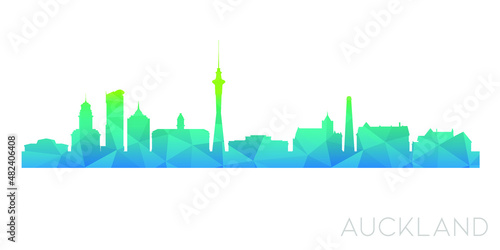 Auckland, New Zealand Low Poly Skyline Clip Art City Design. Geometric Polygon Graphic Horizon Icon. Vector Illustration Symbol.