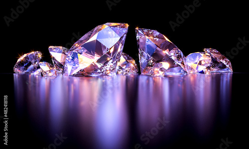 sparkling diamonds on dark purple background.