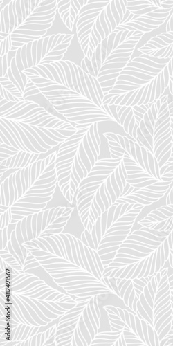 Elegant seamless pattern with delicate leaves. Vector Hand drawn floral background.