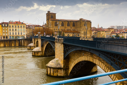 Panoramic view of the Isere river connecting Romans-sur-Isere to Bourg de Peage