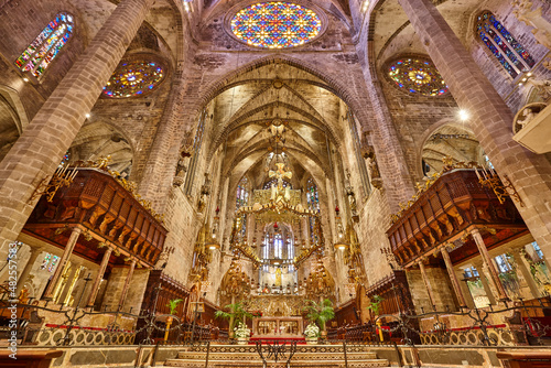 Palma de Mallorca cathedral indoor. Balearic islands. Spain