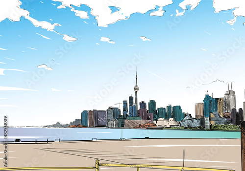 Toronto city hand drawn.Canada Street sketch, vector illustration
