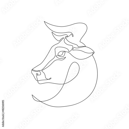 Astrological Taurus zodiac sign one line drawing
