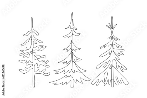 Abstract spruce tree set isolated on white background.