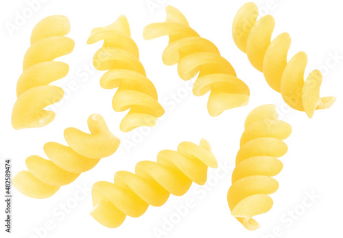 pasta fusilli isolated on white