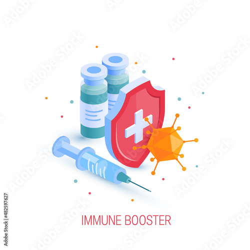 Immune booster shot, vector icon in isometric view