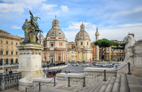 Rome, Italy. Church of Saint Mary of Loreto and Chiesa del Santissimo Nome di Maria al Foro Traiano