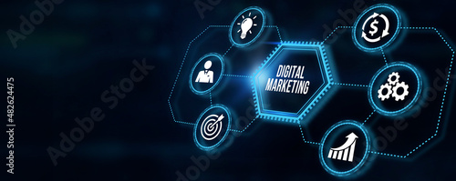 Internet, business, Technology and network concept. Digital Marketing content planning advertising strategy concept. 3d illustration.